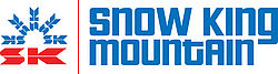 Snow King Mountain Logo mit stilisierter Schneeflocke in Blau und Rot