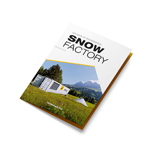 Broschüre SNOW FACTORY von TechnoAlpin für ganzjährigen Schneeeinsatz