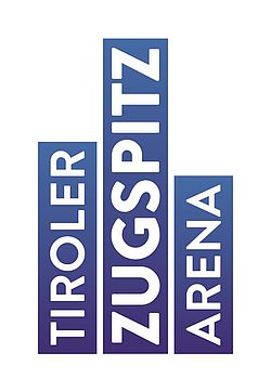 Tiroler Zugspitz Arena Logo mit vertikalen blauen Schriftblöcken