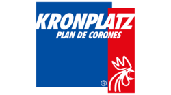 Logo Kronplatz Plan de Corones in Blau und Rot mit weißem Hahn-Symbol