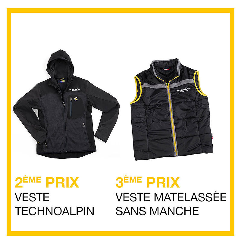 TechnoAlpin concours 2ème prix veste à capuche et 3ème prix veste matelassée