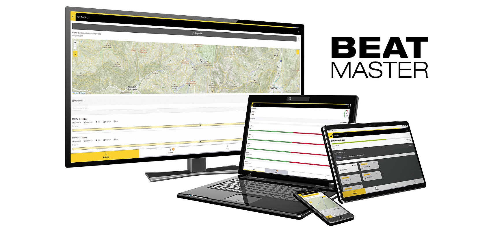 Logiciel BEATmaster sur moniteur, ordinateur portable, tablette et smartphone