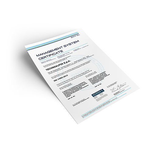 DNV-GL Zertifikat ISO 14001:2015 für das Umweltmanagementsystem von TechnoAlpin