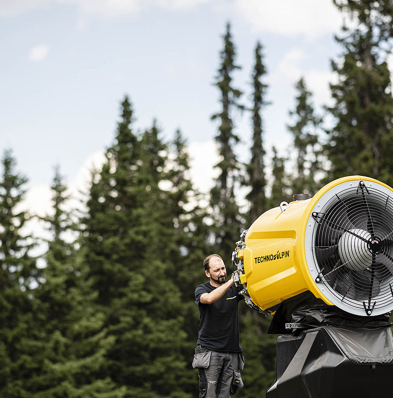 Servicing a TechnoAlpin snow gun.