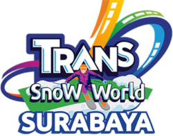 Trans Snow World Surabaya Logo mit Skifahrerin und bunten Schriftzügen