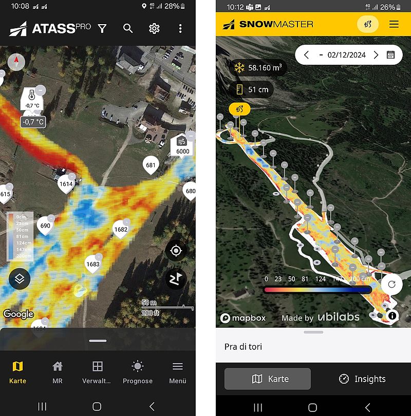 TechnoAlpin Mobile App Schneetiefenmessung