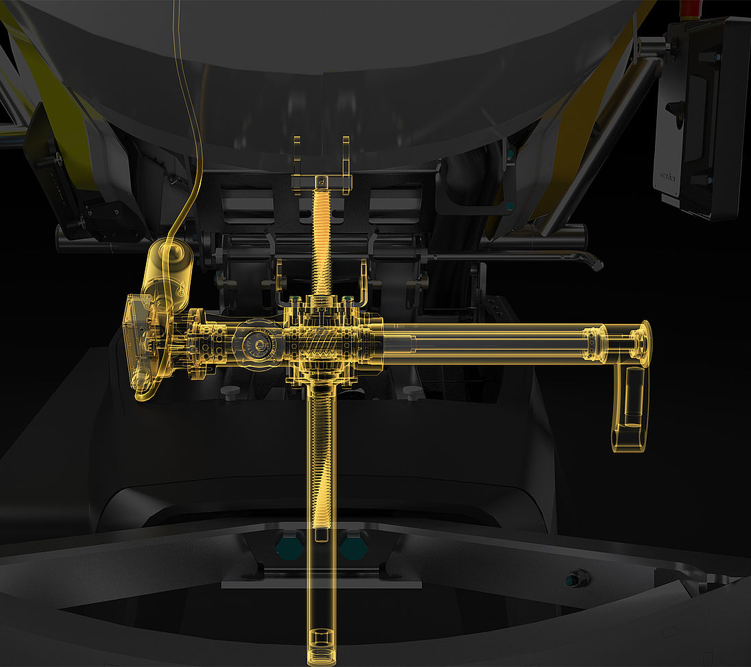 Transparente Darstellung des Schwenkmechanismus der TR Propellermaschine
