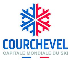 Logo Courchevel Capitale Mondiale du Ski mit blau-roter Schneeflocke