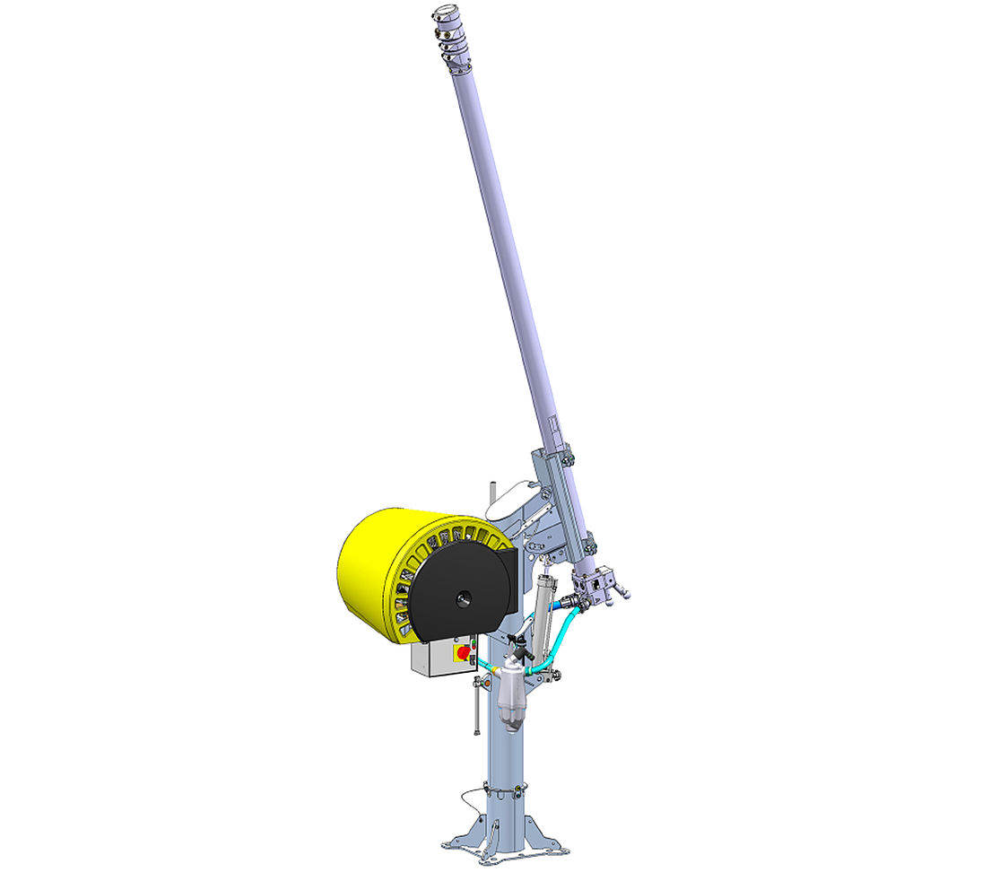 Technische CAD-Darstellung einer TechnoAlpin Propellermaschine zur Schneeerzeugung